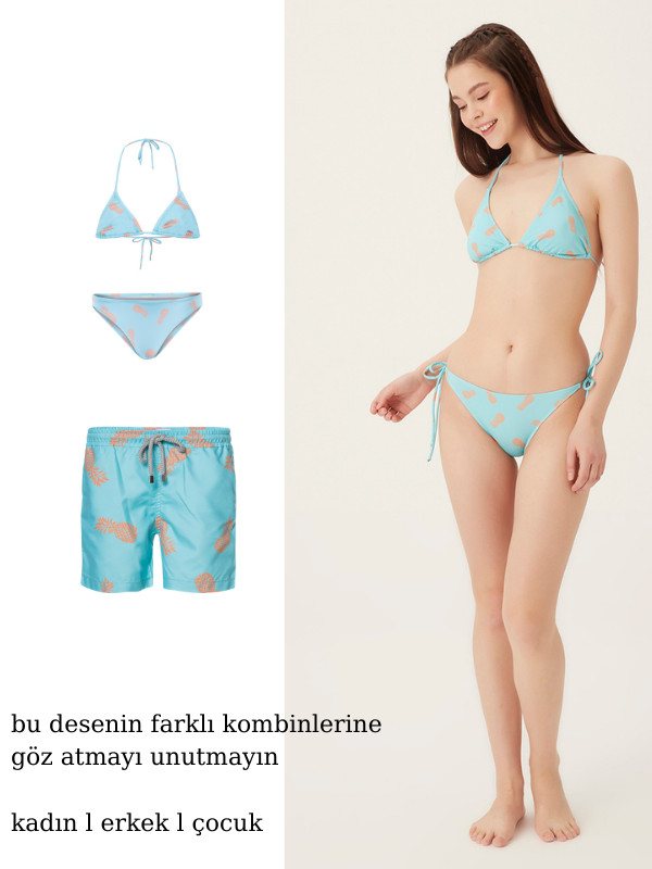 TURQUISE PINEAPPLE - Kız Çocuk Üçgen Bikini - Fiji Beachwear - 4
