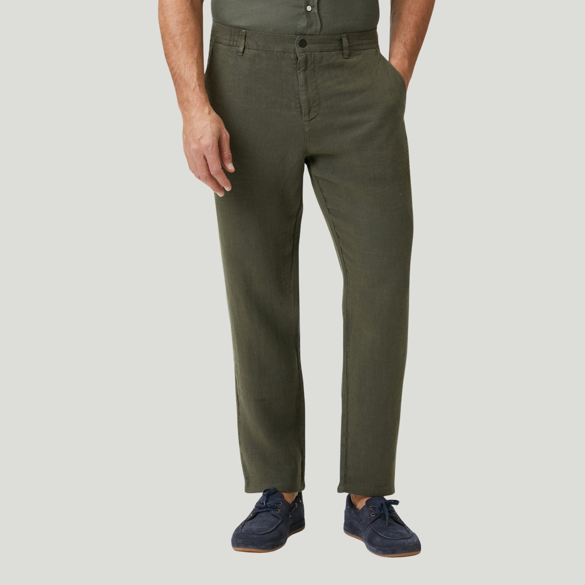 Dark Green Linen Trousers