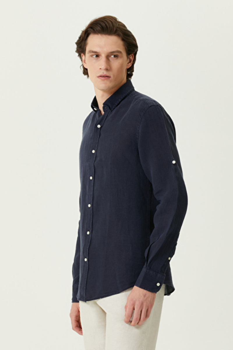 Keten Gömlek - Lacivert - Fiji Beachwear - 3