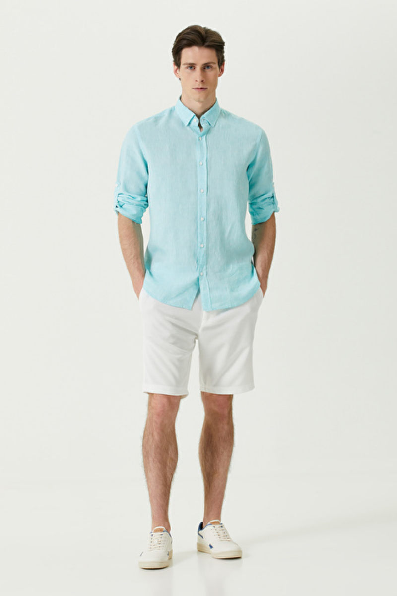 Keten Gömlek - Su Yeşili - Fiji Beachwear - 2