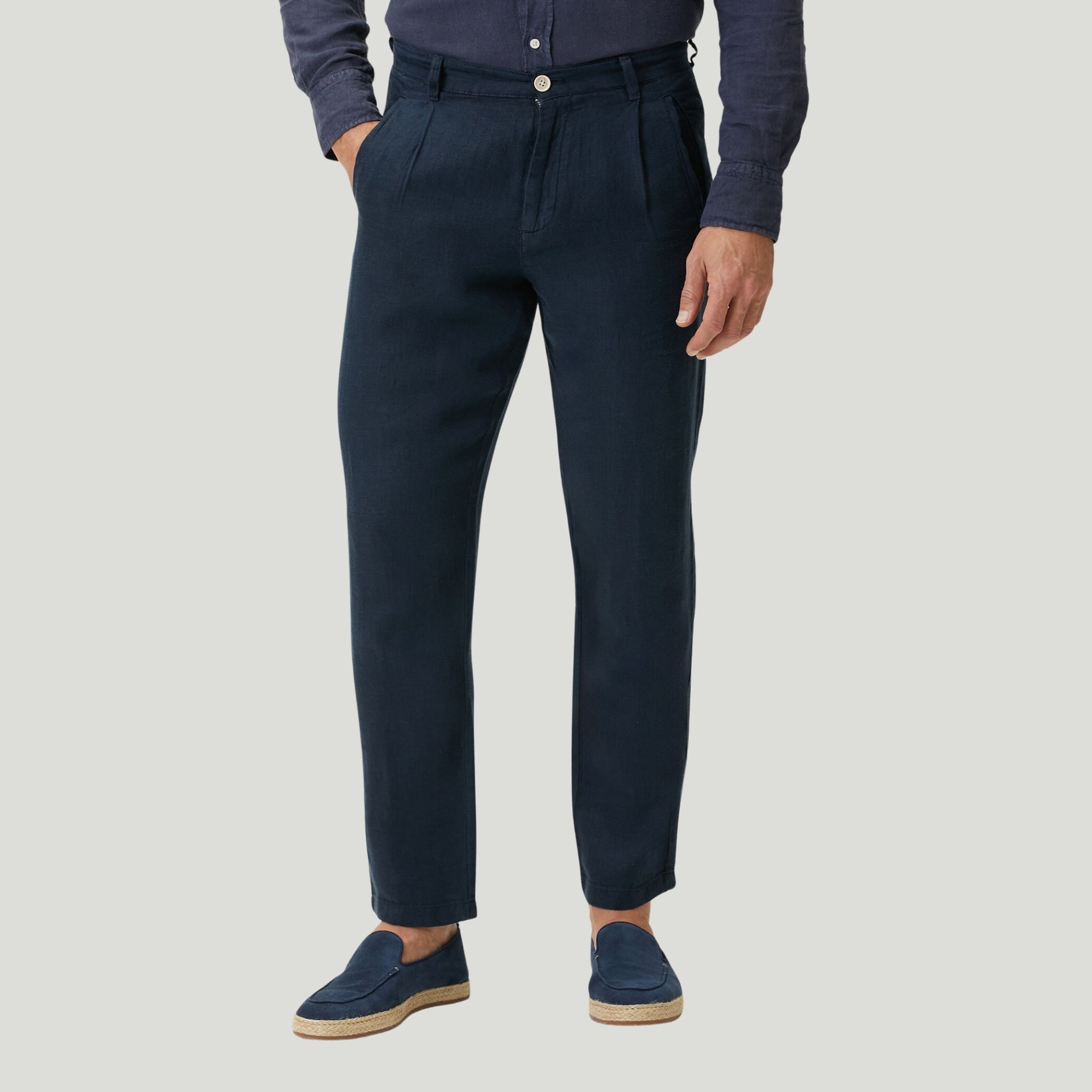 Navy Linen Trousers