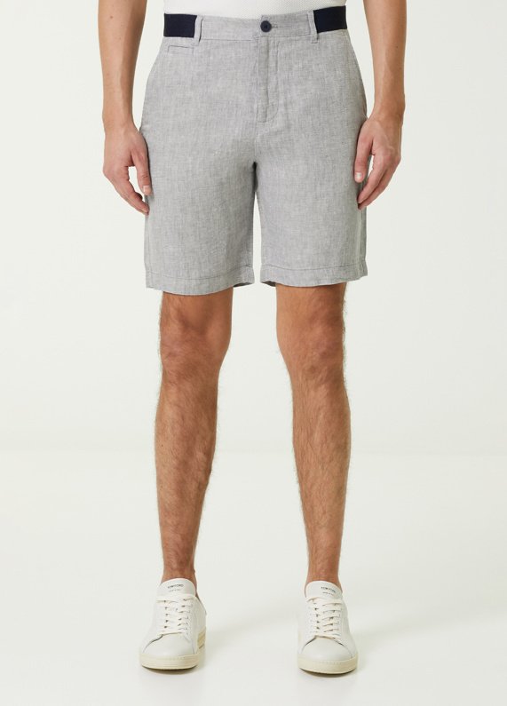Gri - Keten Bermuda - S