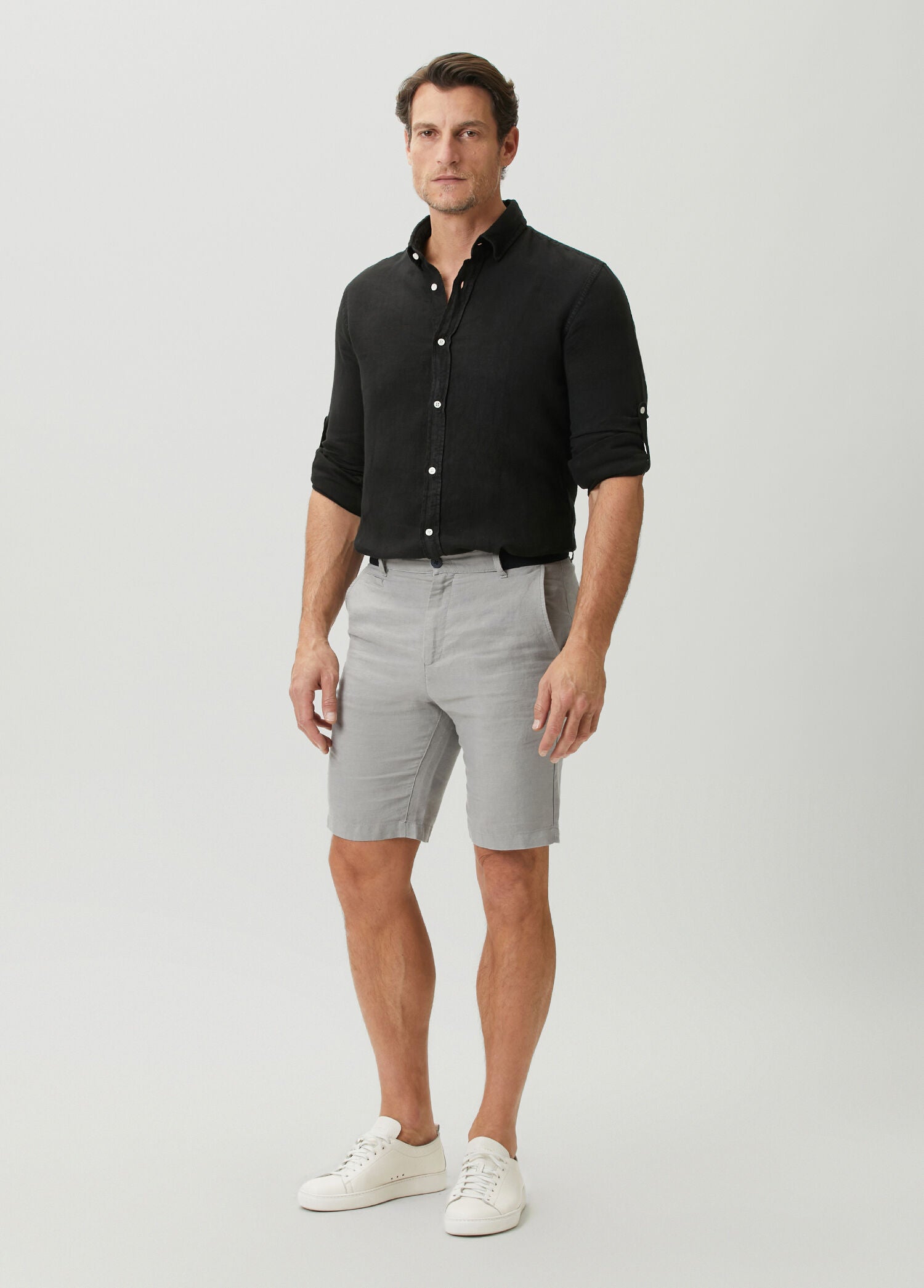Gri - Keten Bermuda