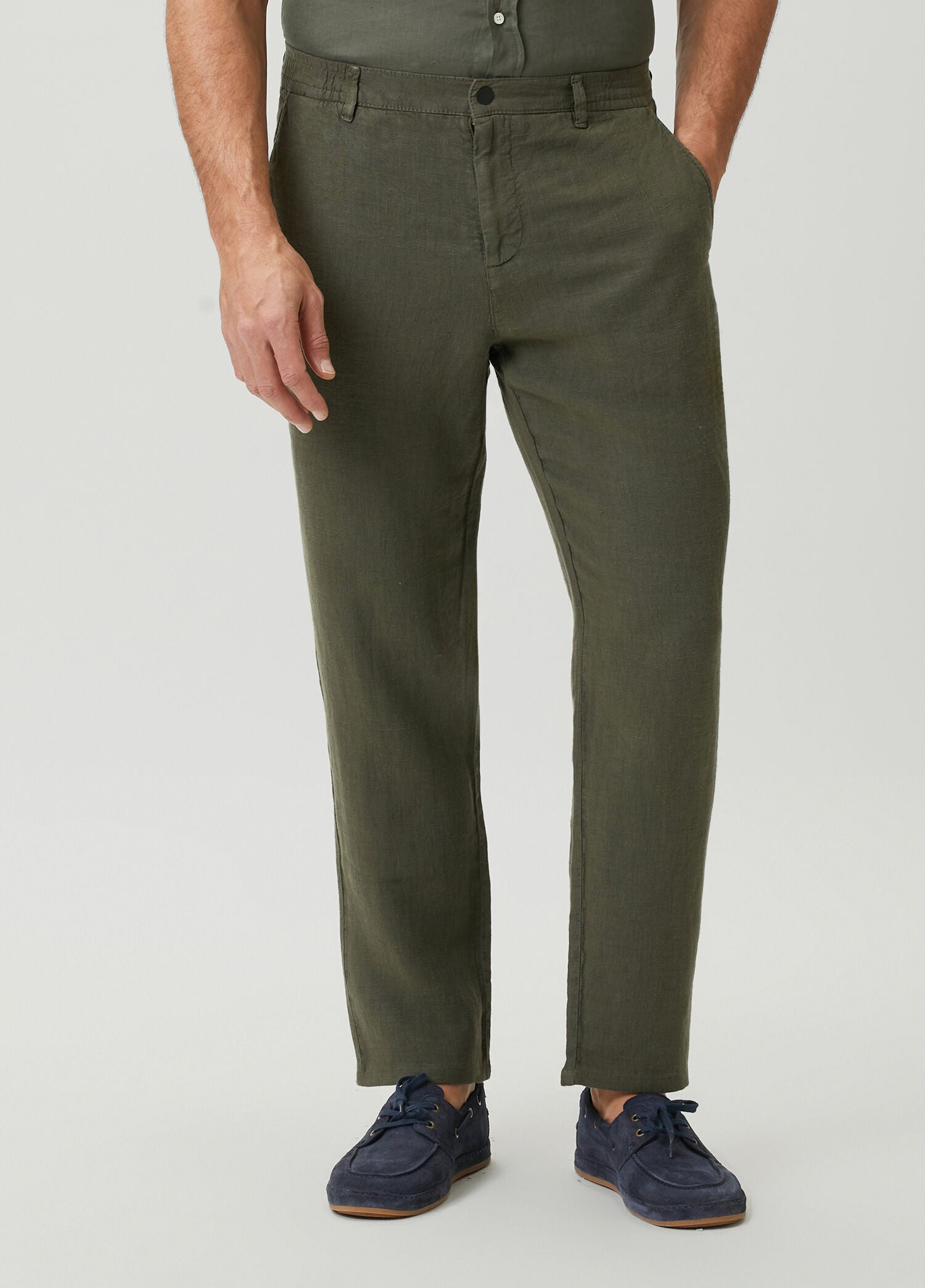 Dark Green Linen Trousers