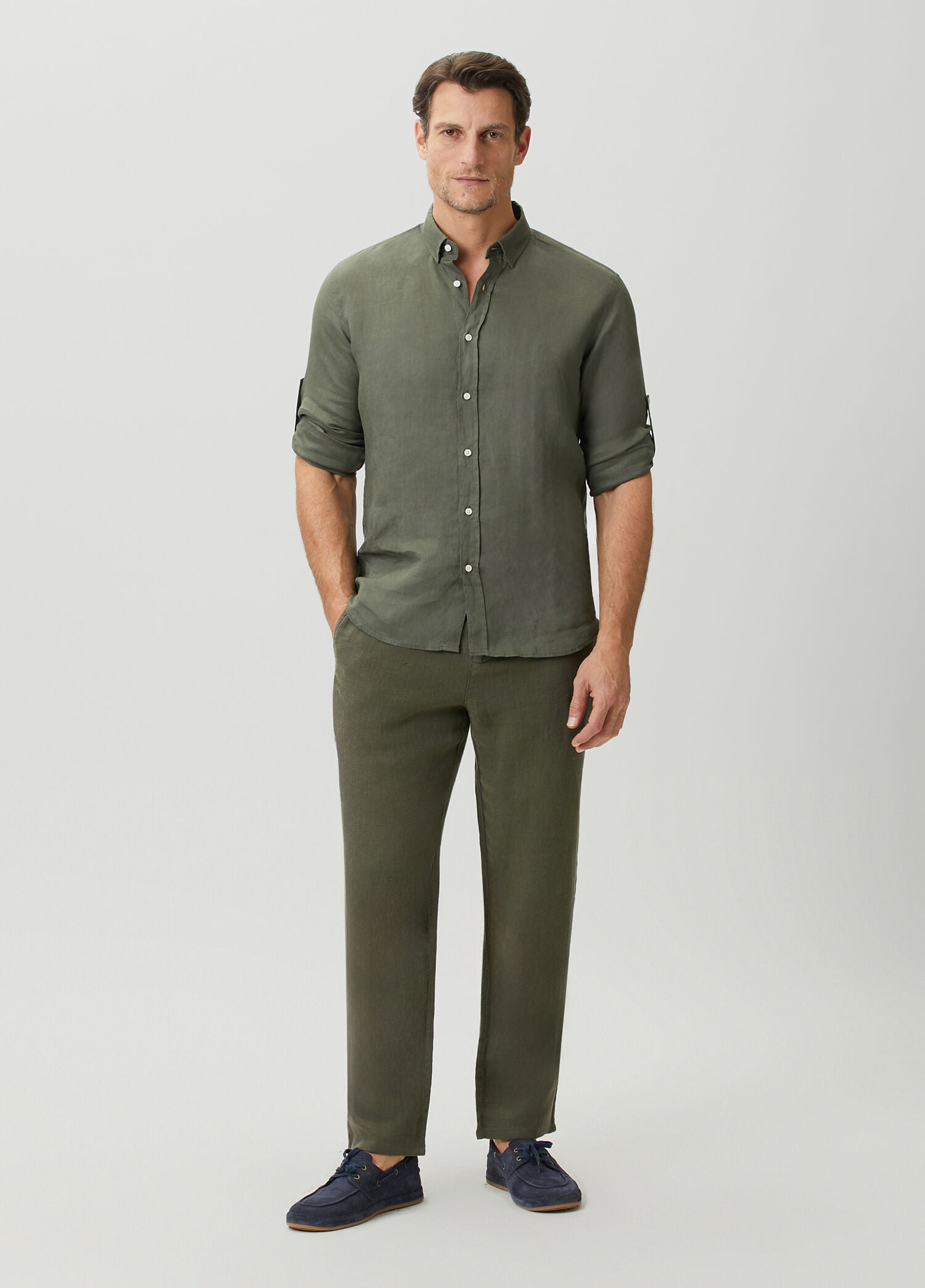 Dark Green Linen Trousers