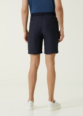 Lacivert - Keten Bermuda - Fiji Beachwear - 2