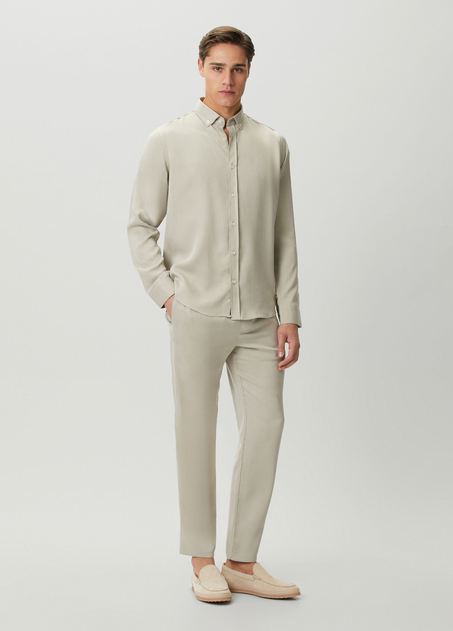 Premium Tencel Jogger Pantolon - Taş